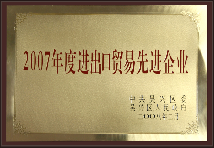 2007年度進(jìn)出口貿易先進(jìn)企業(yè)